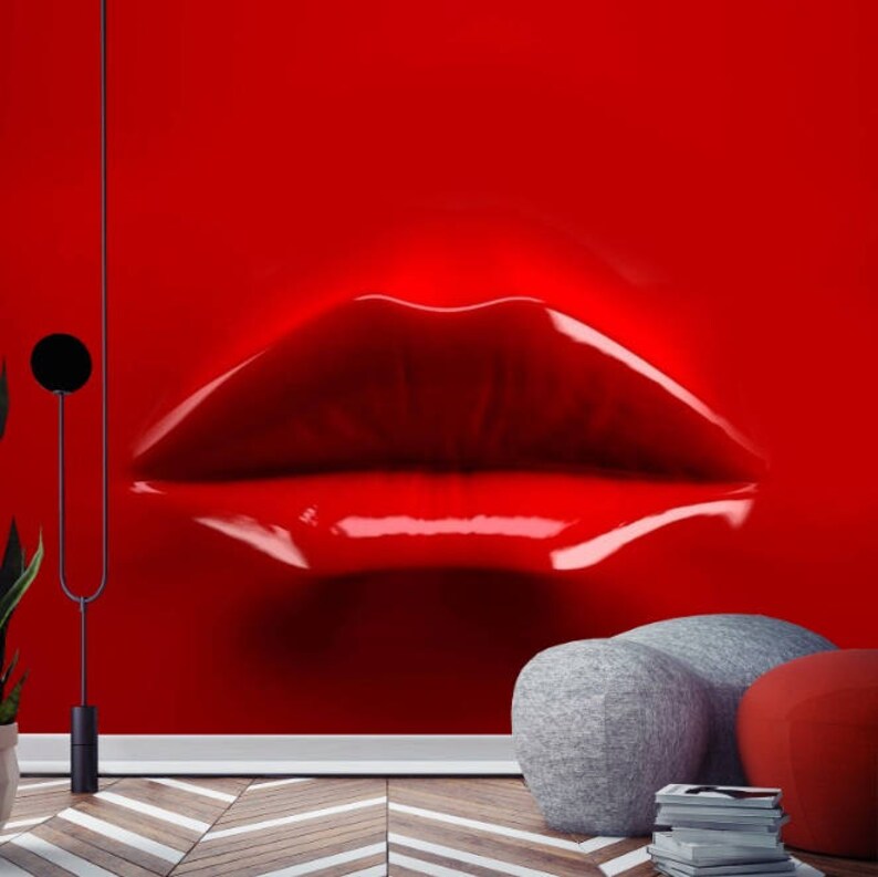 3D Self Adhesive Wallpaper red Lips/ 3D Wall Mural / 3D Etsy
