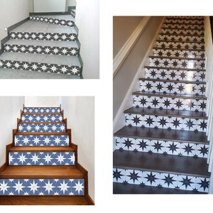 Stair Riser Decal/ Vinyl Tile Stickers *STARS*/Set 12/ 24/ 36 pcs/Peel and Stick Backsplash/Vinyl Tile Flooring/Removable Peel & Stick Tiles
