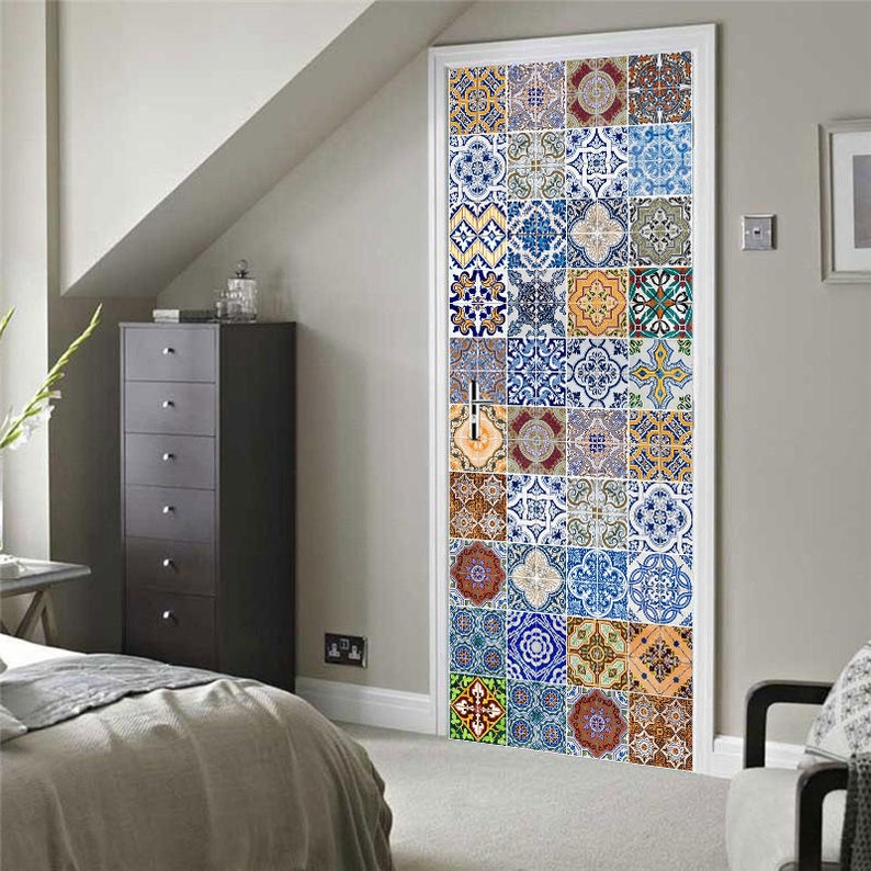 Stair Riser Decals /Vinyl Stickers Traditional Portuguese Morocco Tiles / Peel and Stick Backsplash Kitchen / Removable Peel and Stick Tile