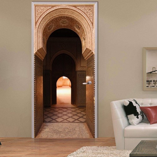 Metal Door Decal Peel and Stick Vinyl Door Sticker Etsy