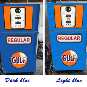 Vintage Gulf Gas Pump Refrigerator Wrap Skin / Retro Fridge Wrap/ Old Gas Pump Vinyl Decal/ Side by Side Fridge Decal /Fridge Gas Pump Decal