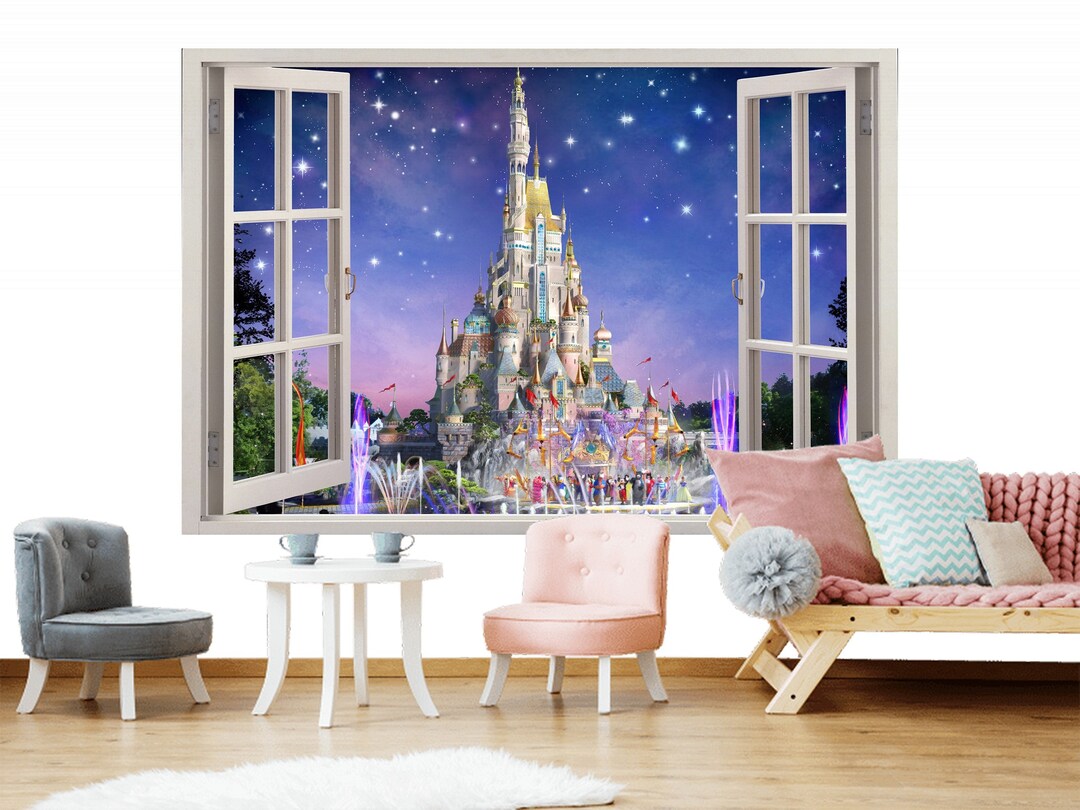 3D Wall Decal Window Magical Castle /fairy Princess Castle Wall Decal/kids Castle Wallpaper