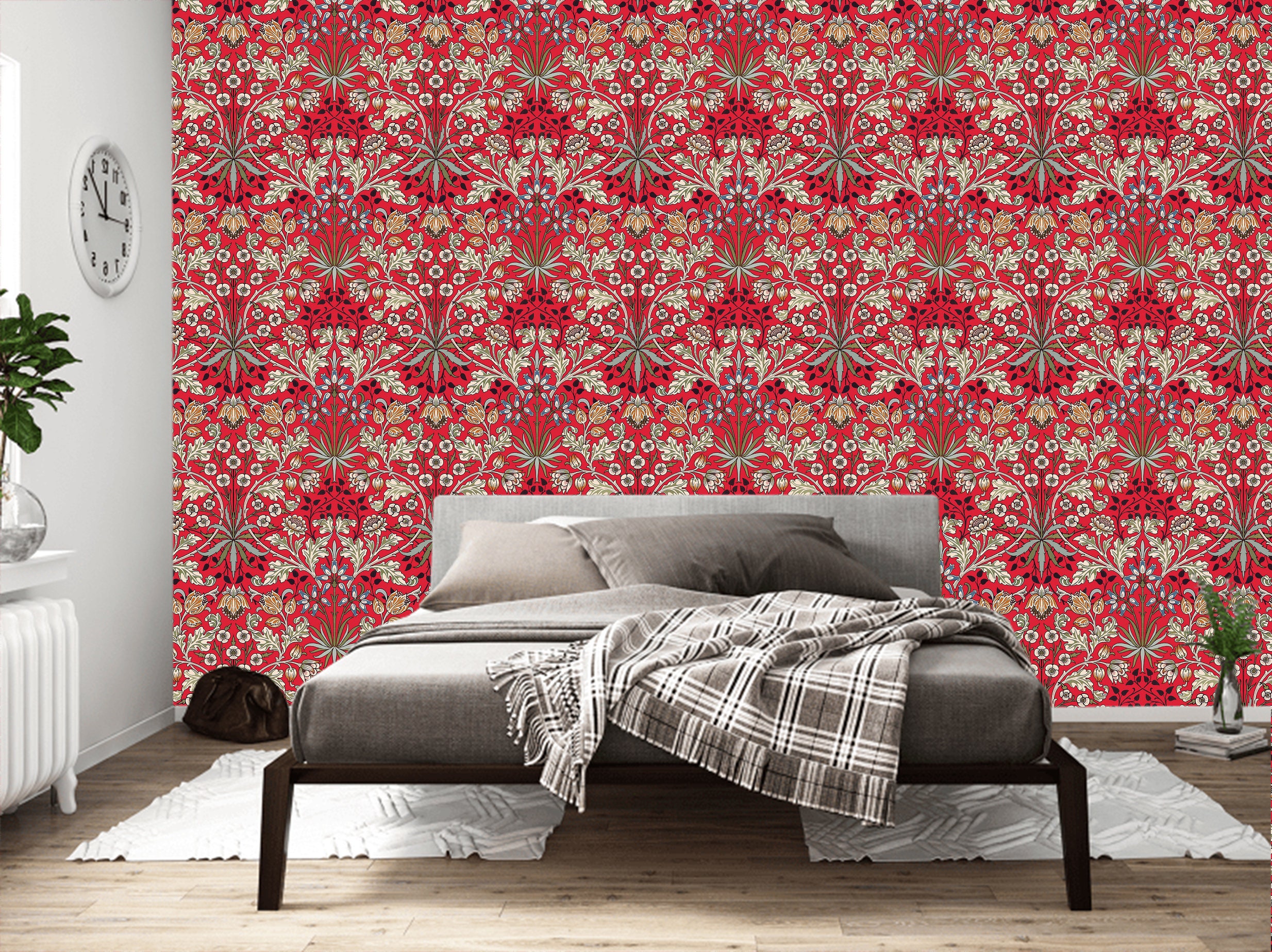 Self Adhesive Wallpaper William Morris collection Red Etsy
