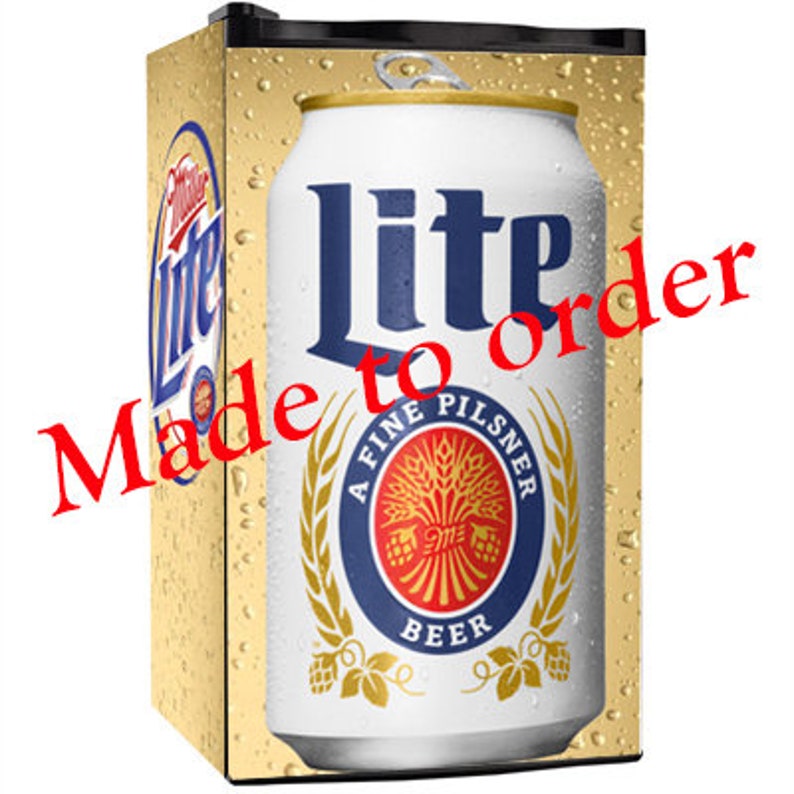 Fridge Decal Miller Lite Beer /Man Cave Fridge Wrap/ Vintage Fridge Wraps/ Retro Fridge Wrap/ Vinyl Fridge Wrap