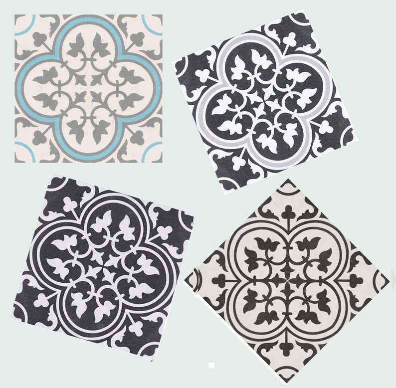 Stair Riser Decal/Vinyl Tile Stickers *Artistic Blue*/ Set 12/24/36 pcs/ Peel and Stick Backsplash/ Vinyl Floor/Removable Peel & Stick Tiles