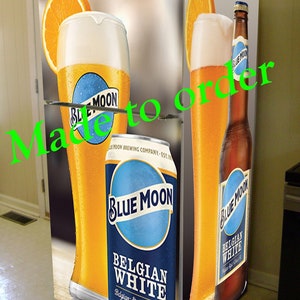 Fridge Decal Blue Moon Beer /Man Cave Fridge Wrap/Vintage Fridge Wraps/ Retro Fridge Wrap/ Vinyl Fridge Wrap