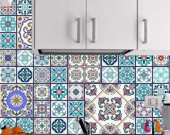 Vinyl Stickers Moroccan Portuguese Arabic Tiles/Tiles for Kitchen/Bathroom Backsplash/ Floor decals/Stair Riser Decal/Removable Peel & Stick