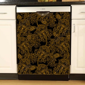 Magnetische Kühlschrank-Abdeckung – Botanik-Design Auf Weiß, 58,42 X 66,04 Cm, Aus PVC, Zum Schutz & Dekorieren