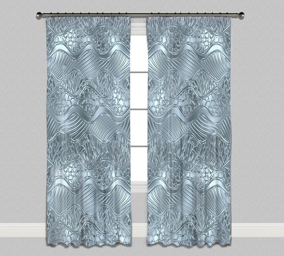 Window Curtain Tinted Patterned Glass Curtains For Bedroom Etsy