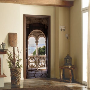 Door Wall Sticker Sea View From the Tower Belém/ Moroccan Door Wallpaper/ 3D Door Mural/ Belém Tower Decal/ Sticker Belem/ Vinyl Door Wraps