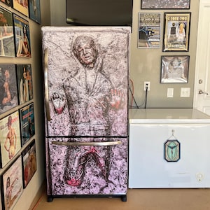 Refrigerator Vinyl Wrap Han Solo Frozen in Carbonite/ Han Solo Carbonite Decal / Fridge Wrap/ Han Solo Fridge Decal/ Refrigerator Vinyl Wrap