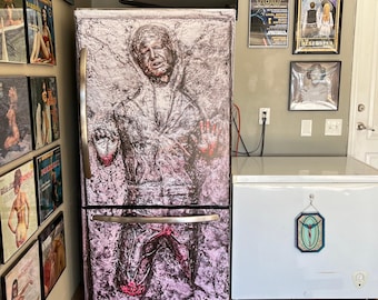 Refrigerator Vinyl Wrap Han Solo Frozen in Carbonite/ Han Solo Carbonite Decal / Fridge Wrap/ Han Solo Fridge Decal/ Refrigerator Vinyl Wrap