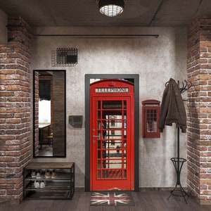 Door Wall Sticker London Phone Booth/ British Phone Booth Door / Phone Booth Door Wrap/ Vinyl Phone Booth Decal /Telephone Box Door Poster