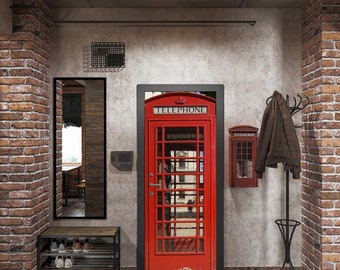 Door Wall Sticker London Phone Booth/ British Phone Booth Door / Phone Booth Door Wrap/ Vinyl Phone Booth Decal /Telephone Box Door Poster