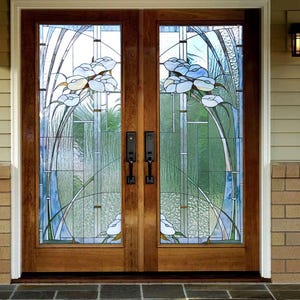Deurmuursticker *Modern glas-in-loodraam*/glas-in-loodraamsticker/glas-in-loodraamfolie met calla lelie