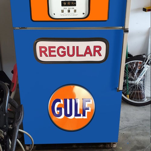 Vintage Gulf Gas Pump Refrigerator Wrap Skin / Retro Fridge - Etsy