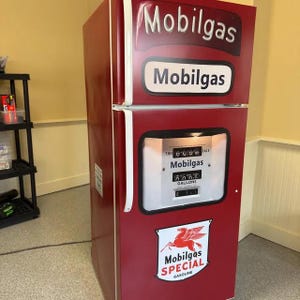 Old Fuel Pump Refrigerator Wrap/ Retro Gas Pump Fridge Wrap/ Refrigerator Magnet Wrap Vinyl/ Gas Pump Refrigerator Wrap /Garage Fridge Decal