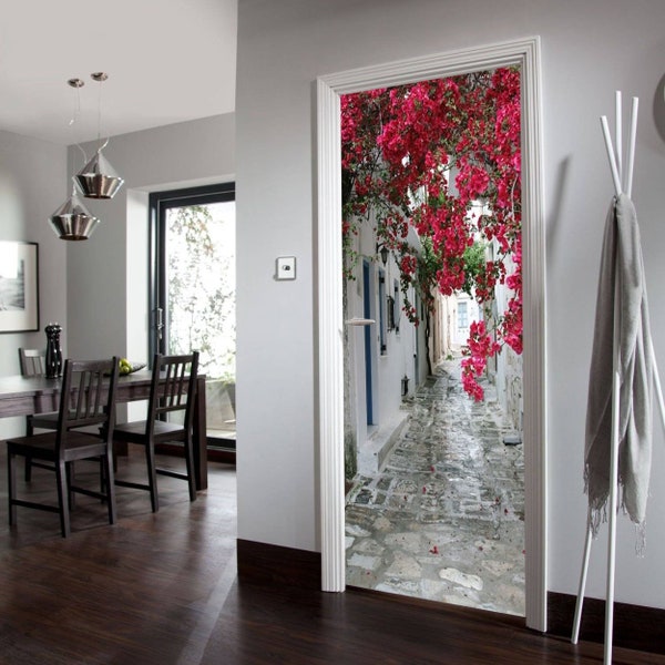 Door Wall Sticker ***Blooming tree*** / Self-Adhesive Vinyl Decal Poster Mural / Self-Adhesive Wallpaper / Peel and Stick Vinyl Door Mural