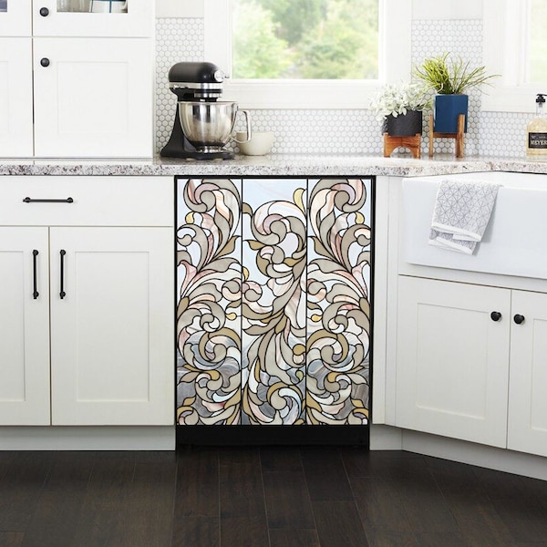 Magnetic Cover Beautiful Stained Glass Window/ Dishwasher Magnet Cover/ Magnetic Fridge Decal/ Dishwasher Cover/ Decorative Magnetic Cover