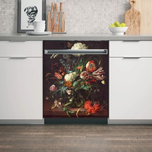 Magnetic Cover Still Life Gallery #5 /Retro Magnetic Refrigerator & Dishwasher Cover/ Vintage Fridge Decal/ Floral Magnetic Dishwasher Decal