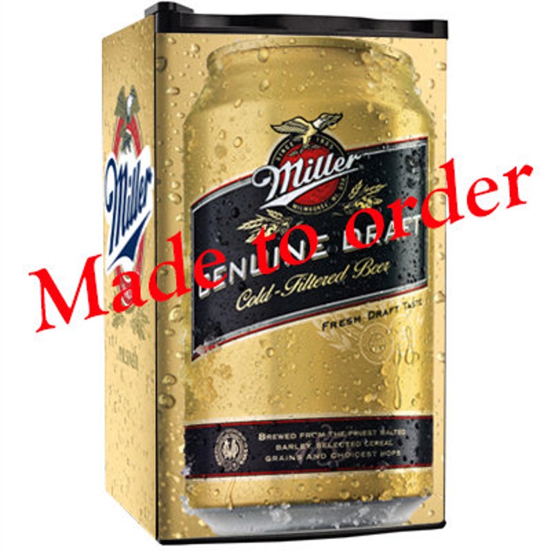 Fridge Decal Miller Genuine Draft Beer /Man Cave Fridge Wrap/ Vintage Fridge Wraps/ Retro Fridge Wrap/ Vinyl Fridge Wrap
