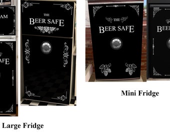 Fridge Vinyl Sticker - Mini-Fridge Vinyl Sticker *Beer Safe*/ Beer Safe Fridge Wrap/ Man Cave Fridge Wrap / Fridge Wraps / Refrigerator Wrap