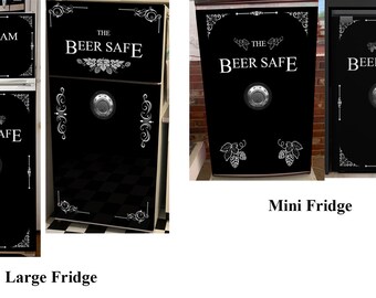 Fridge Vinyl Sticker - Mini-Fridge Vinyl Sticker *Beer Safe*/ Beer Safe Fridge Wrap/ Man Cave Fridge Wrap / Fridge Wraps / Refrigerator Wrap