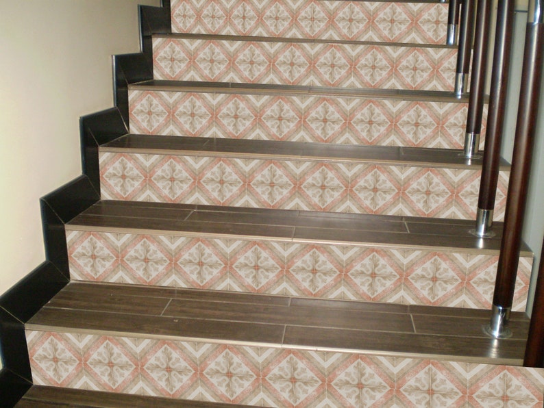 Stairs Riser Stickers POMPEI CLASSIC/Stairway Decoration Adhesive Panel / Retro Decal for Stairs/ Staircase Décor /Stair Stickers Peel&Stick image 1