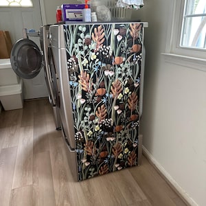 Magnetic Vinyl Cover Autumn Wildflowers and Leaves/ Dishwasher Magnet Cover/ Magnetic Fridge Cover/Magnetic Refrigerator Cover/Fridge Magnet