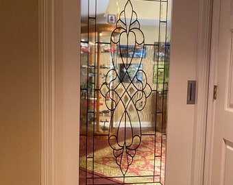 Door Window Sticker *Stained Glass with Bevels* / 30"w x 80"h / Laminated Clear Decal /Self-Adhesive Vinyl Decal/ Self-Adhesive Wallpaper