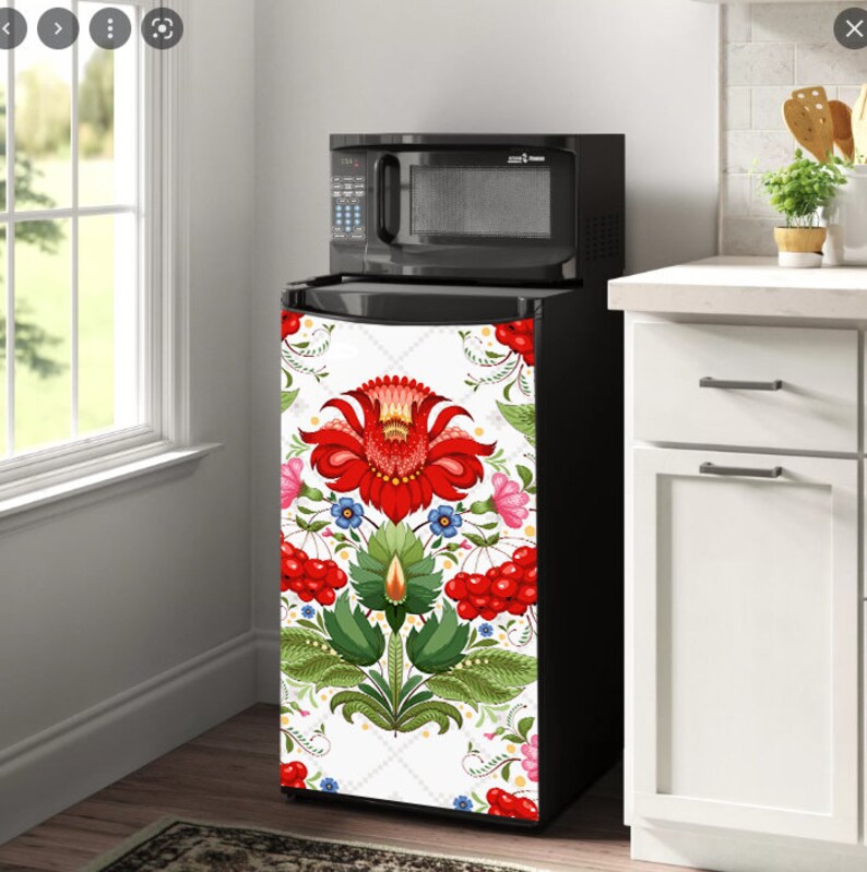 Magnetic Dishwasher Cover Folk Floral Ornament/ Ethnic Dishwasher Cover/Fridge Wraps/Dishwasher Vinyl Skin/Ukrainian Fridge Dishwasher Decal