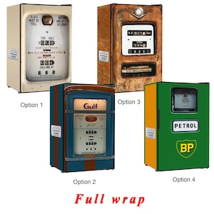 Mini-Fridge Vinyl Sticker *Old Fuel Pump/Vintage Gas Pump/Retro Petrol Pump/ Vinyl Refrigerator Decal/Mini Gas Pump Fridge Wrap/Fridge Cover