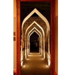 Door Wall Sticker Archway Inside Bahrain Fort at Night / Arabic Door Wallpaper/ Arabic Style Door Sticker/ Oriental Door/ Peel & Stick Vinyl