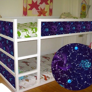 Decals for Ikea Kura Bed Space/ Spiral Galaxies Planets Starry Sky/ Kura Bed Stickers Space/ Vinyl Decals for Kid&#39;s Bed/ Kura Galaxy Decals