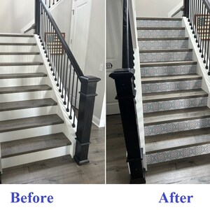 Stair Riser Decal/Vinyl Tile Stickers *Artistic Blue*/ Set 12/24/36 pcs/ Peel and Stick Backsplash/ Vinyl Floor/Removable Peel & Stick Tiles