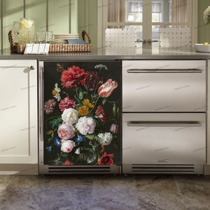 Magnetic Cover Still Life Gallery #4 /Retro Magnetic Refrigerator & Dishwasher Cover/ Vintage Fridge Decal/ Floral Magnetic Dishwasher Decal