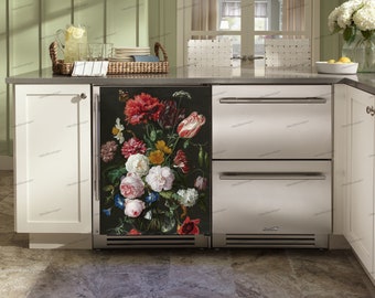 Couverture magnétique, nature morte galerie #4/Housse magnétique rétro pour réfrigérateur et lave-vaisselle/Autocollant vintage pour réfrigérateur/Autocollant magnétique floral pour lave-vaisselle