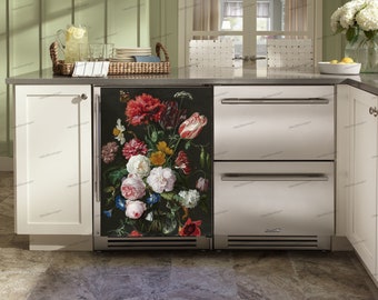 Magnetic Cover Still Life Gallery #4 /Retro Magnetic Refrigerator & Dishwasher Cover/ Vintage Fridge Decal/ Floral Magnetic Dishwasher Decal