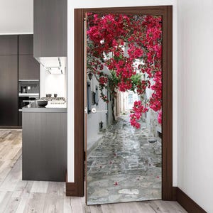 Door Wall Sticker **Blooming tree**/ Door Stickers/ 3D Vinyl Door Decal/ Door Wallpaper/ Garden Door Mural/ Peel and Stick Vinyl Door Mural