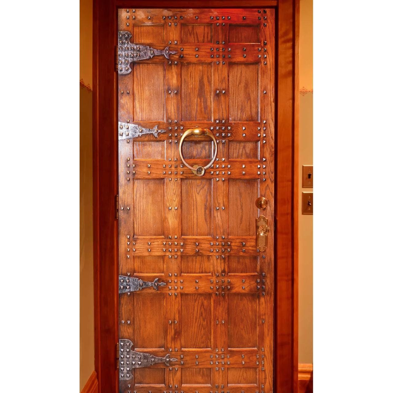 sticker Mural Vintage Pour Porte/Vinyle Porte, Poster Mural/ Rétro En Bois Avec Heurtoir Ancien/