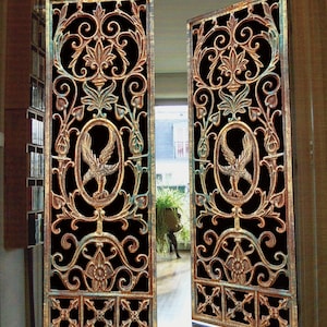 Door Wall Sticker Old Door with a Rusty Grate/Lattice Door/ Antique Door Mural Peel and Stick/Vintage Door Mural /Door Sticker Antique