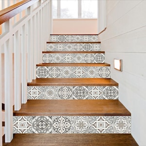 Naklejki na podstopnice schodowe, płytki portugalskie w stylu vintage / dekoracja schodów / samoprzylepny panel na podstopnice schodowe / naklejki retro na schody / naklejki na schody