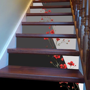 From Black to White Stair Panels Diagonal #2/Peel & Stick Stair Riser Panels/ Stair Riser Stickers/ Black Gray White Stair Riser Stickers