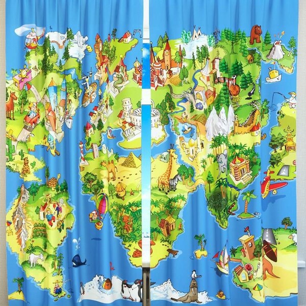 World Map Sheer Curtains - Etsy
