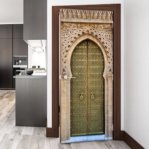 Adesivo da parete per porta *Ingresso reale alla moschea di Rabat*/ Carta da parati marocchina/ Adesivo per porta marocchino/ Adesivi da parete marocchini/ Decorazione marocchina