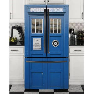 Tardis Refrigerator Wrap/ Policebox Fridge Cover/Dr Who Tardis Door Wall Decal/Tardis Fridge Decal/Tardis Refrigerator Wrap Vinyl