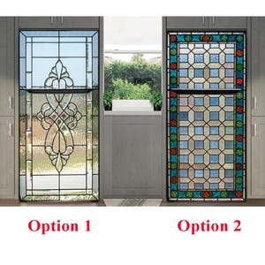 Fridge Vinyl Decal *Stained Glass with Bevels* and *Colorful Stained Glass*/ Stained Glass Refrigerator Wrap/ Refrigerator Wrap Vinyl