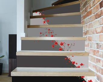 Pegatinas para contrahuellas de escalera, de negro a blanco, diagonal n.° 2/ Paneles autoadhesivos para contrahuellas de escalera/ Calcomanías para contrahuellas de escalera en negro, gris y blanco/ Decoración de escaleras