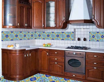 Pegatinas de Vinilo Laminado Azulejos de Mayólica Italiana / Set 12/ 24/ 36 piezas / Calcomanías de Azulejos / Azulejos para Cocina / Azulejos para Baño / Calcomanías de Piso