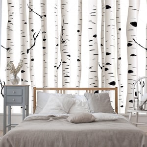 Self Adhesive Wallpaper *Birches* /Wall Mural  /Wall Stickers/Self-adhesive Fabric Wall Covering/Peel and Stick Wallpaper/Ordinary Wallpaper